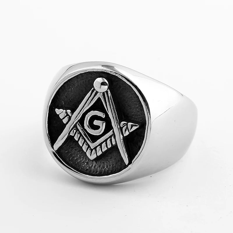 Masonic Gemeidax Vintage Rings For Men Punk Fashion Jewelry Retro Golden