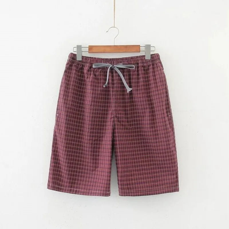 Summer Men Sleep Bottoms 100% Cotton Pajama Shorts Male Top quality Sleepwear Pants Men Home Shorts Striped Lounge Wear Shorts