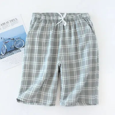 Men's Cotton Plaid Sleep Bottoms with Elastic Band