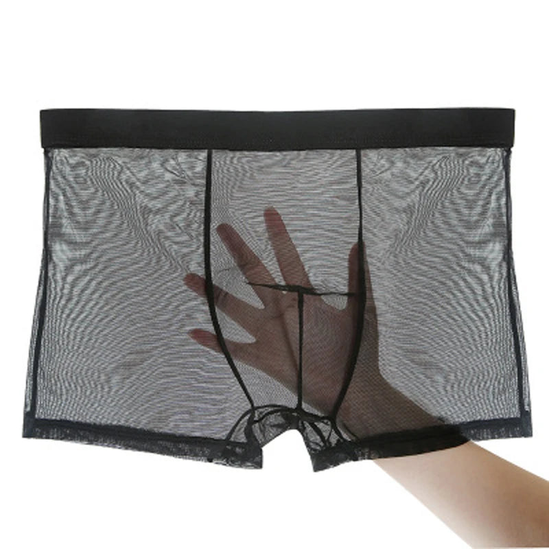 Mens Underwear Mens Ultra-thin Transparent Boxershorts Male Mesh Slips Homme Panties Boxer Shorts Comfortable Men's Underpants
