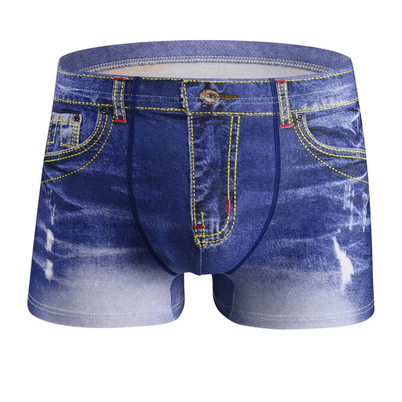 Men's 3D Print Denim Boxer Shorts