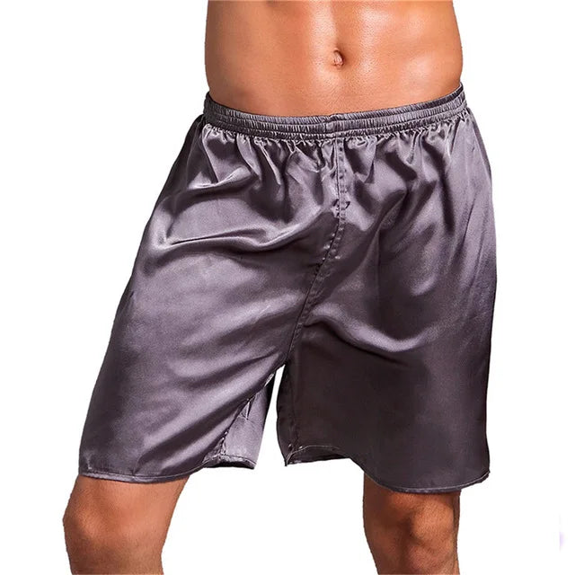 Men's Summer Short Underwear Loose Satin Silk Pyjama Sleep Bottoms Soft Boxer Pajama Nightwear Comfortable Underpants