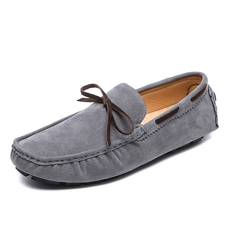 Mens Moccasin Loafers in Gray Brown Black Leather