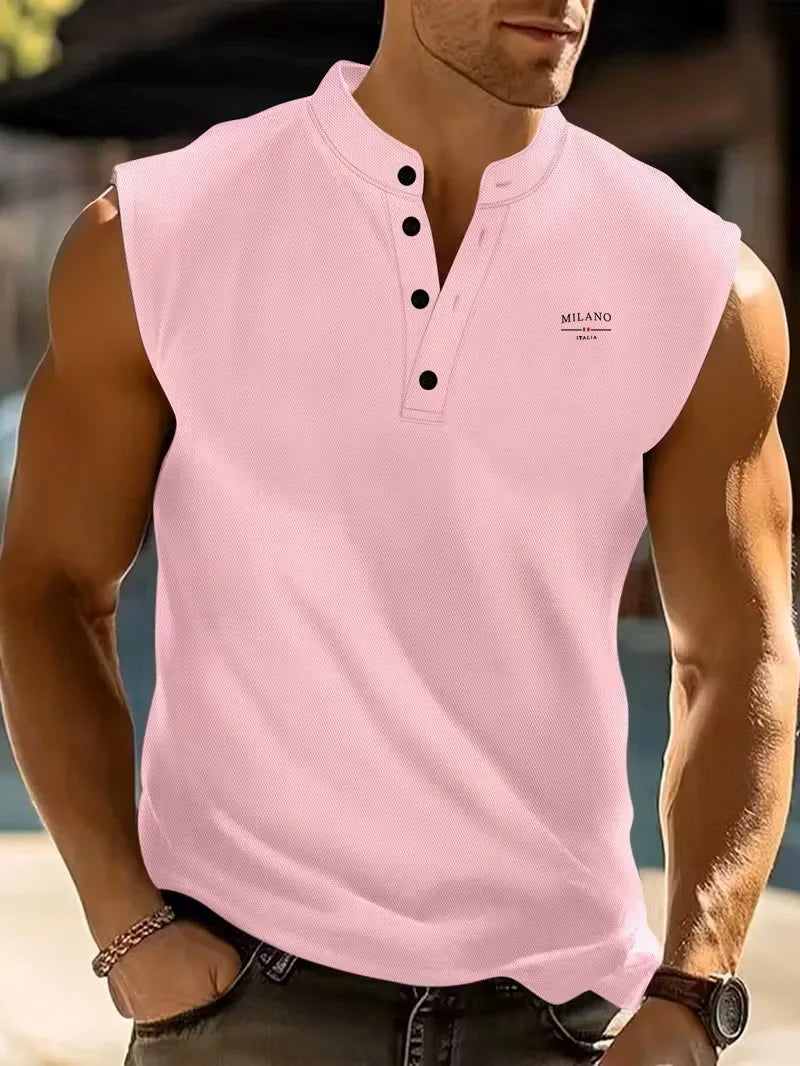 Men's Casual Summer Tank Top with Milano Embroidery