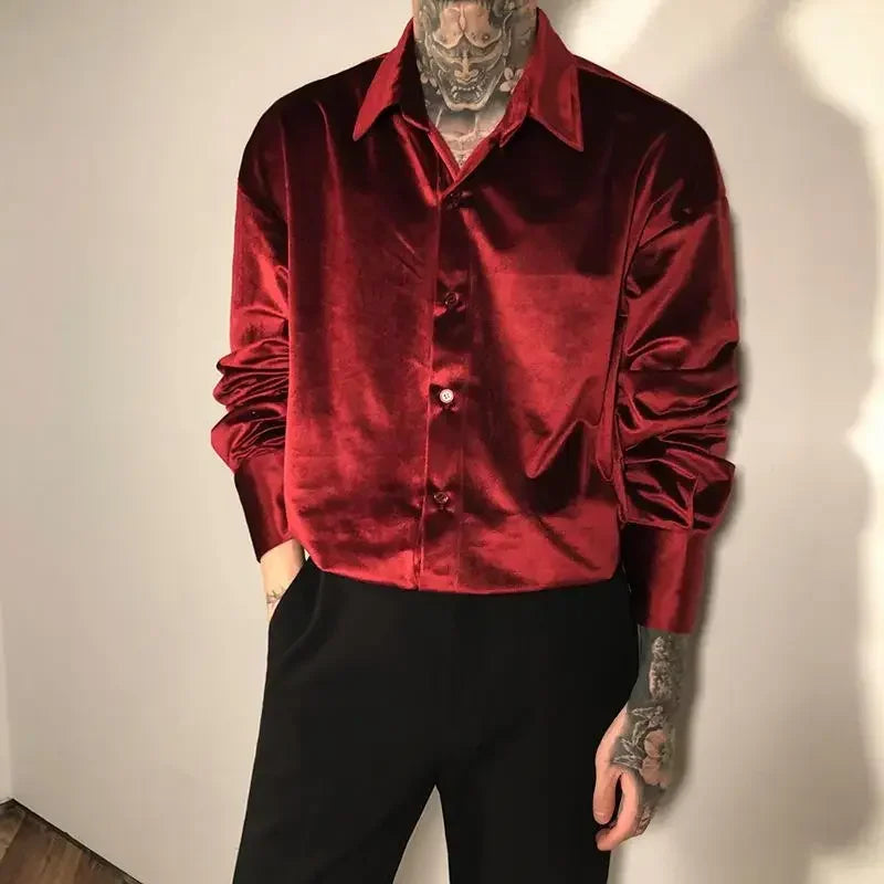 Men's Red Casual Button Down Shirt Long Sleeve Regular Fit