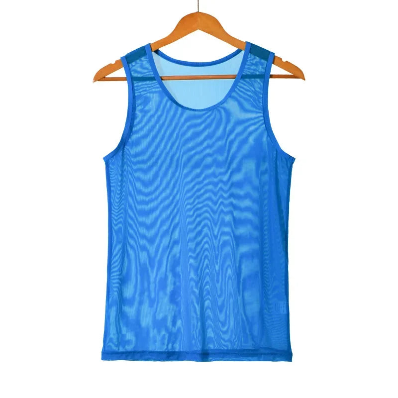 Men's Sleeveless Mesh Fishnet Training Tank Top