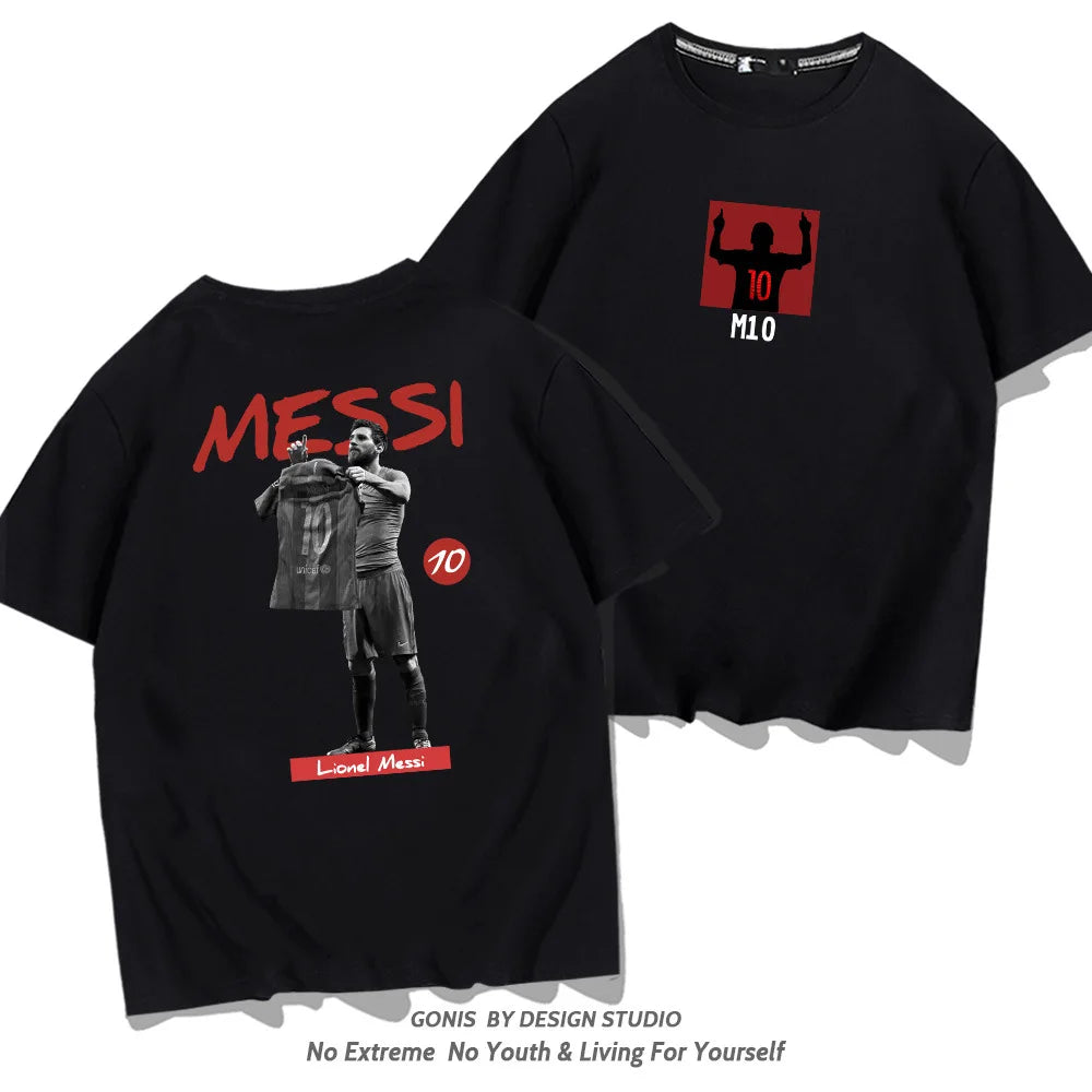 Messi short-sleeved printed 100%cotton summer men'sT-shirt outdoor casual tops urban fashion men's clothing unisex short-sleeved