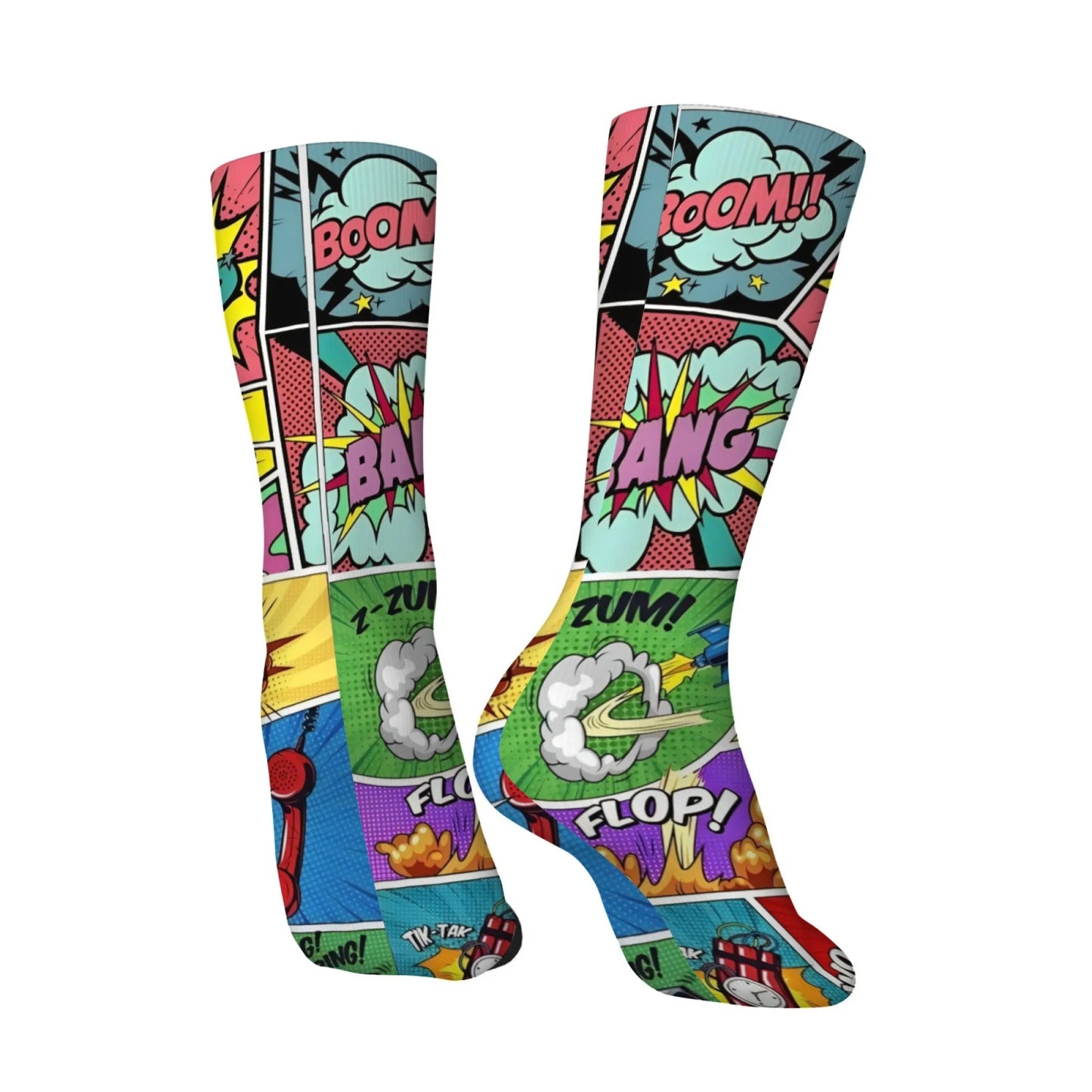 Cartoon Pop Art Print Men's Socks Comfortable and Breathable Socks Quirky and Stylish Street Parties Socks Happy Funny Gifts