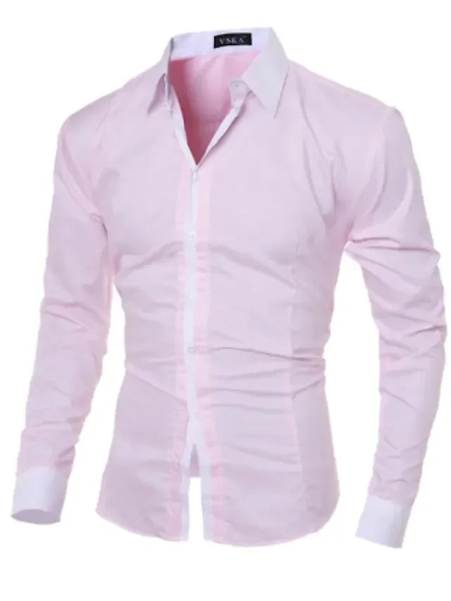 Men's Patchwork Dress Shirt for Business and Casual Wear