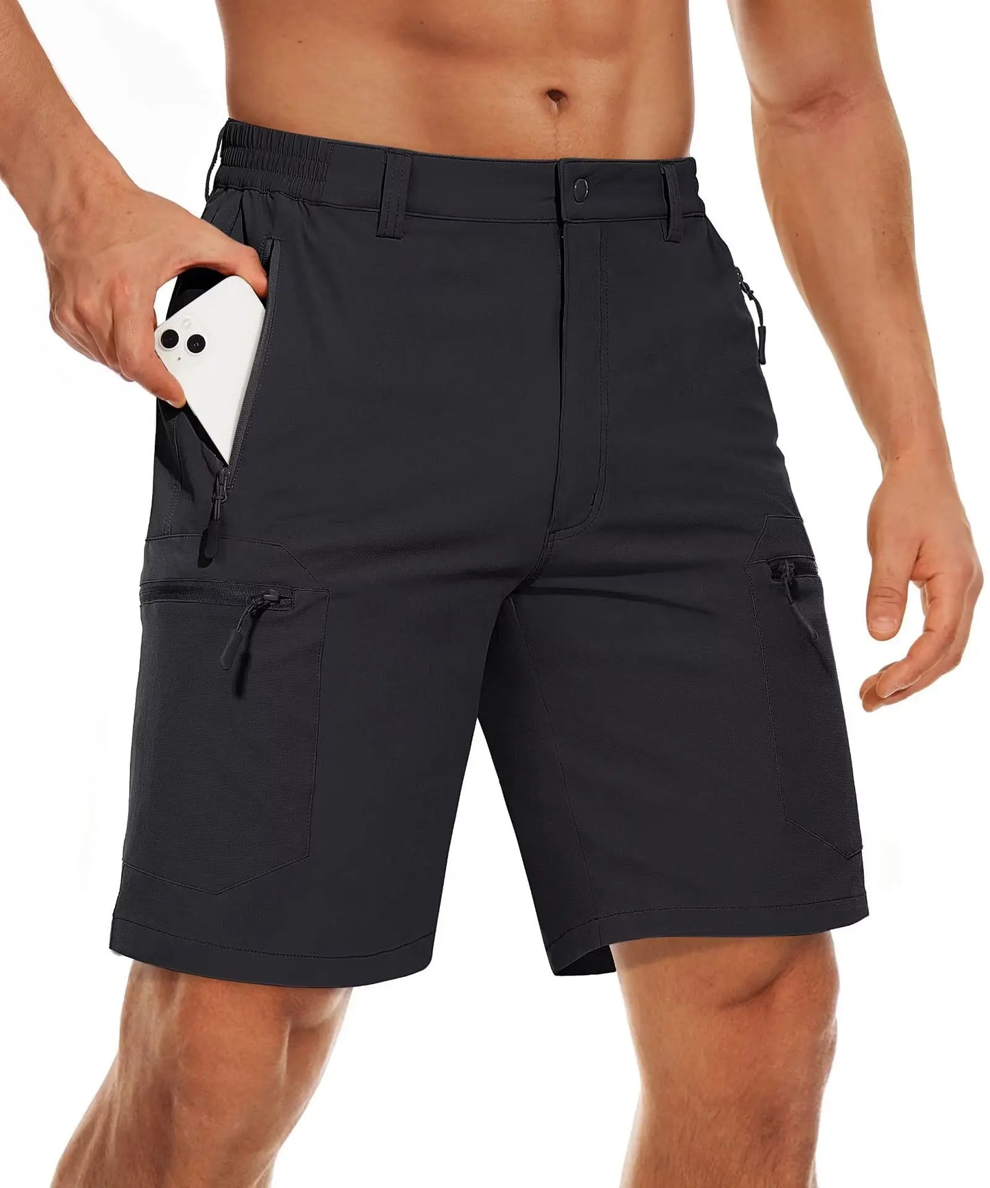 TACVASEN 5 Zipper Pockets Summer Quick Dry Cargo Shorts Mens Fishing Shorts Stretch Outdoor Hiking Nylon Work Shorts Lightweight