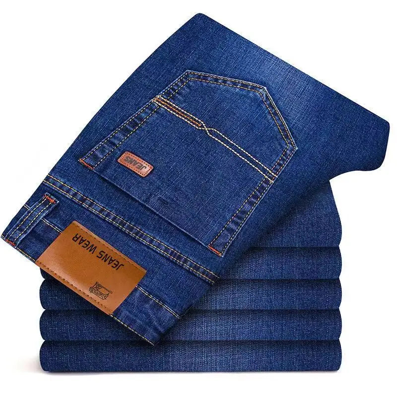 Men's Slim Fit Straight Leg Denim Jeans for All Seasons