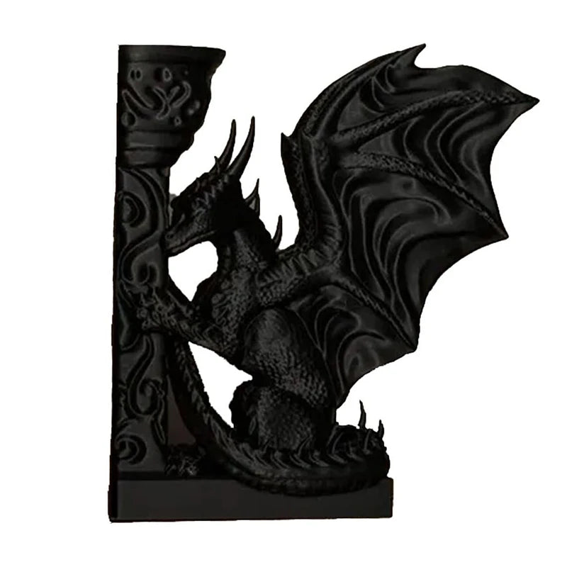BookShelf in Gold + Black Dragon Bookends 3D Printed Animal Dragon