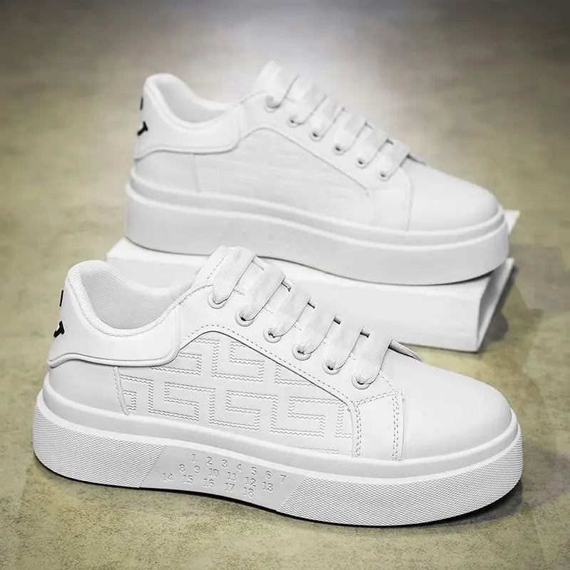 Men's Casual Leather Platform Sneakers for Summer
