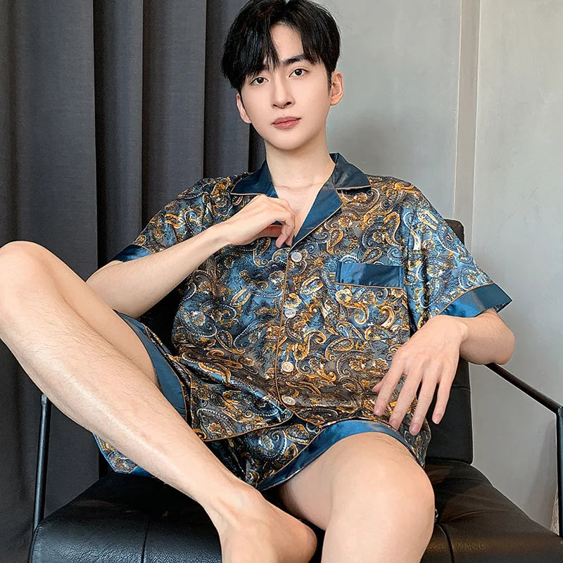 Thin Ice Silk Pajamas for Men