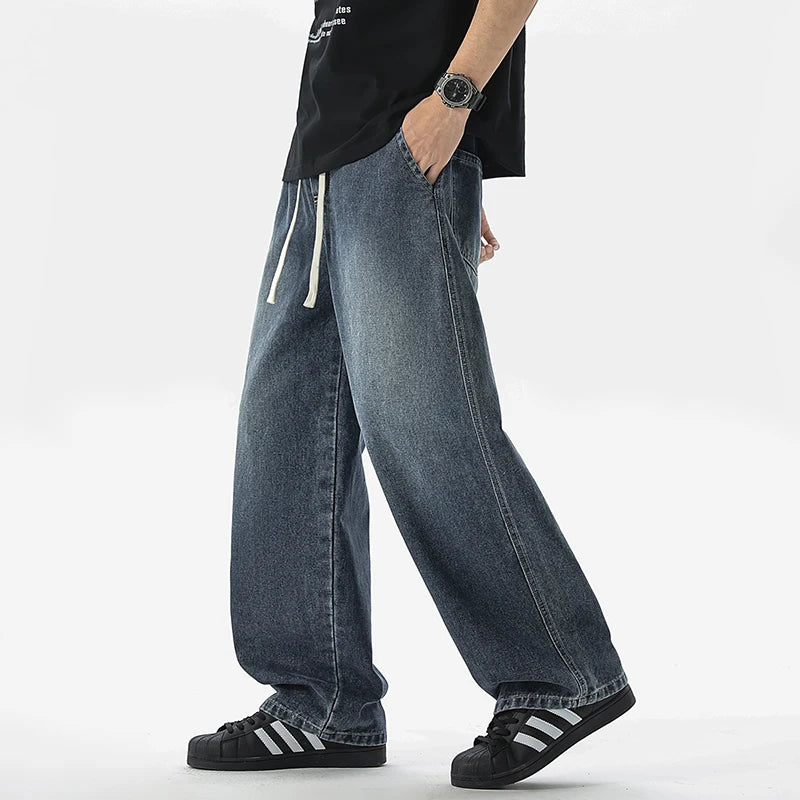 Men's Jeans American Loose Wide-leg Loose Straight Casual Trousers Street Hip-hop Baggy Jeans Black Grey Blue Streetwear Men