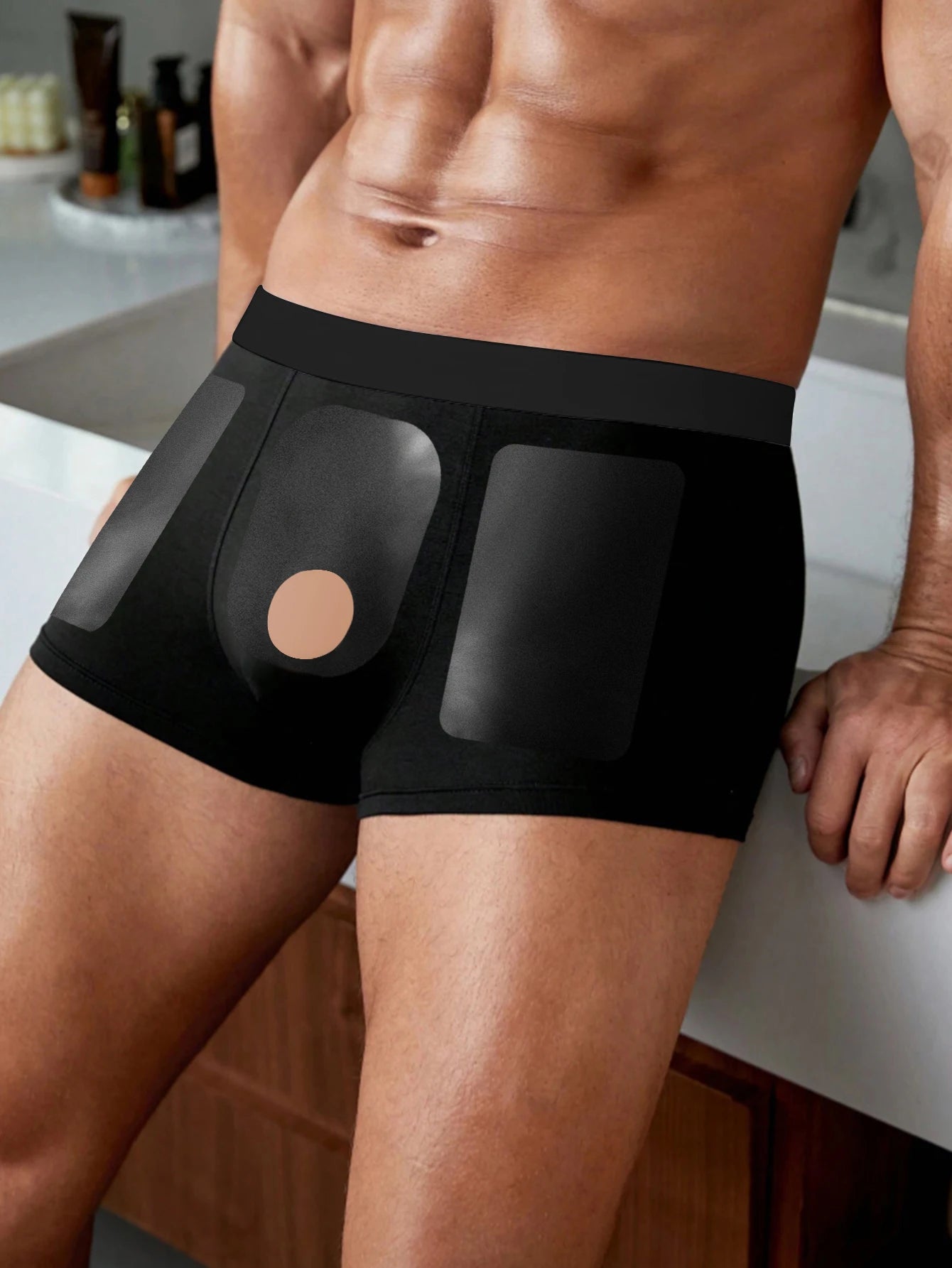 Men's Boxer Briefs with Front Opening and Breathable Comfort