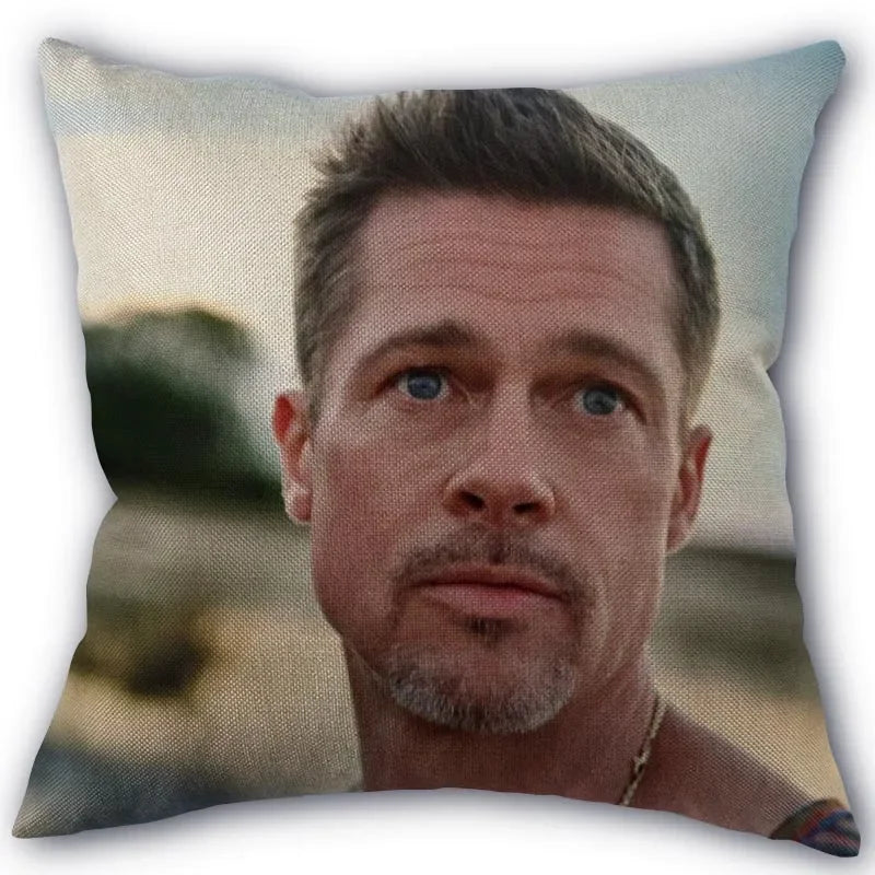 Custom Brad Pitt Pillowcase 45x45cm One Side Decoration Home Textile Cotton Pillow Cover 2026 +