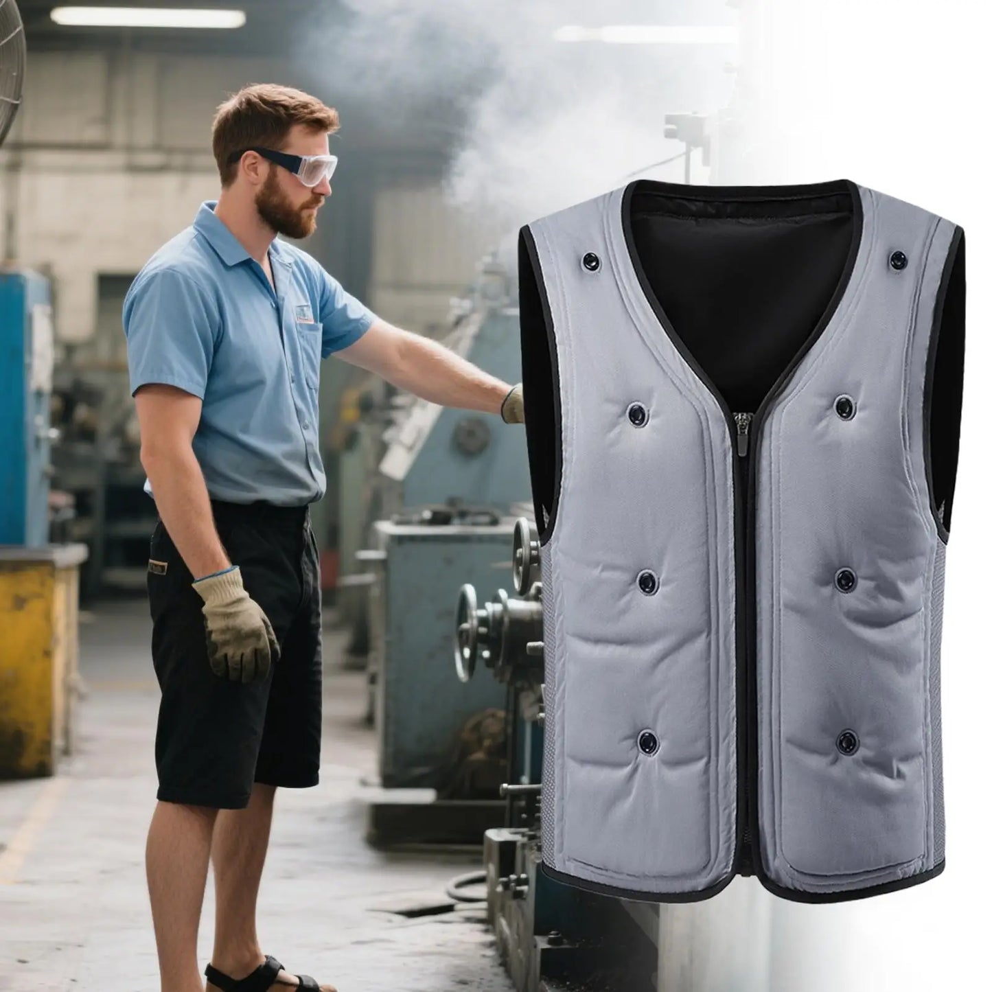 Gray Polyester Cooling Vest for Men and Women