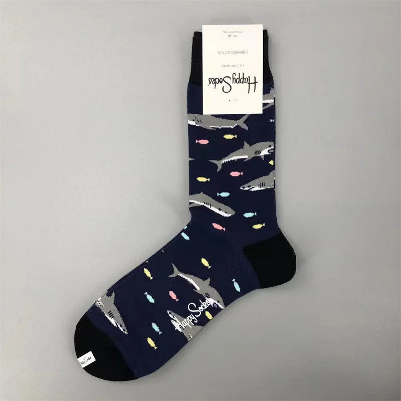 Men's Graphic Print Fun Happy Socks Casual Crew Dress Socks 41-46