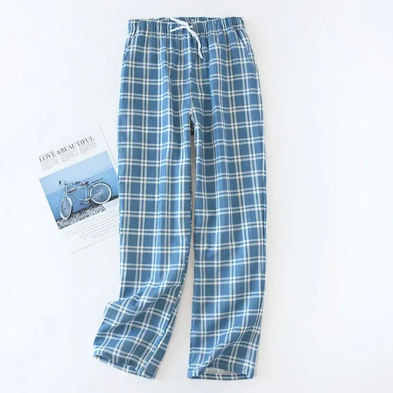 2026 Men's Cotton Gauze Sleep Comfortable Trousers Mens Soft Pajamas Pants Sleep Bottoms Sleepwear Bottoms for Men Pijama Hombre