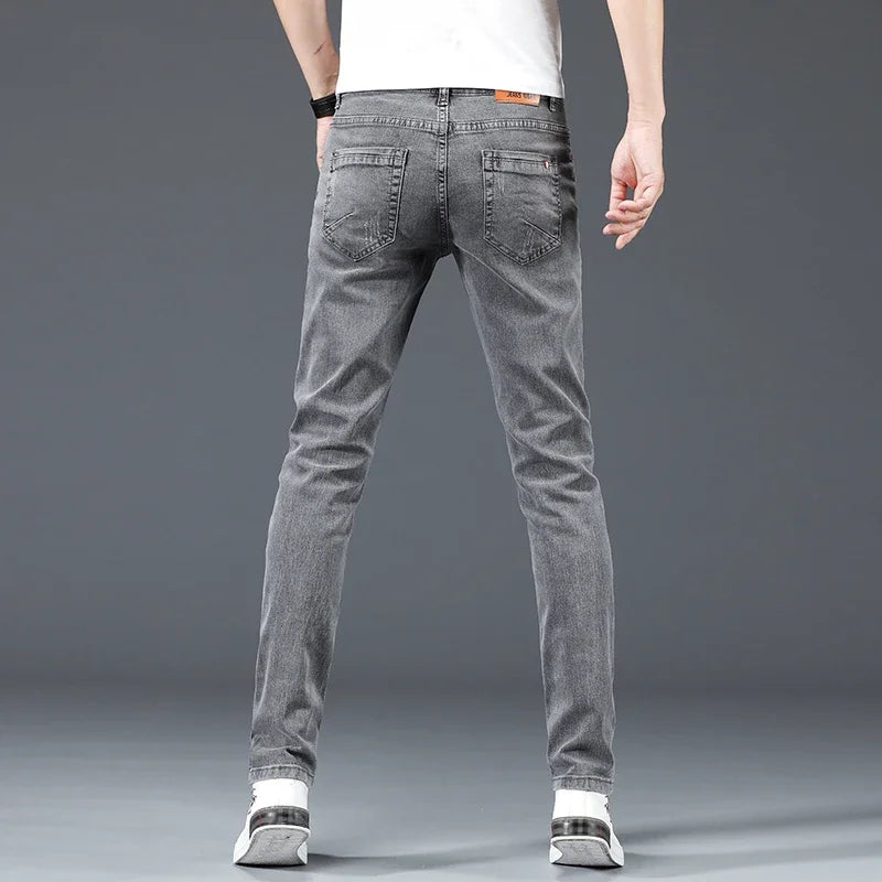 Men's Slim Fit Cotton Stretch Jeans in Blue Grey