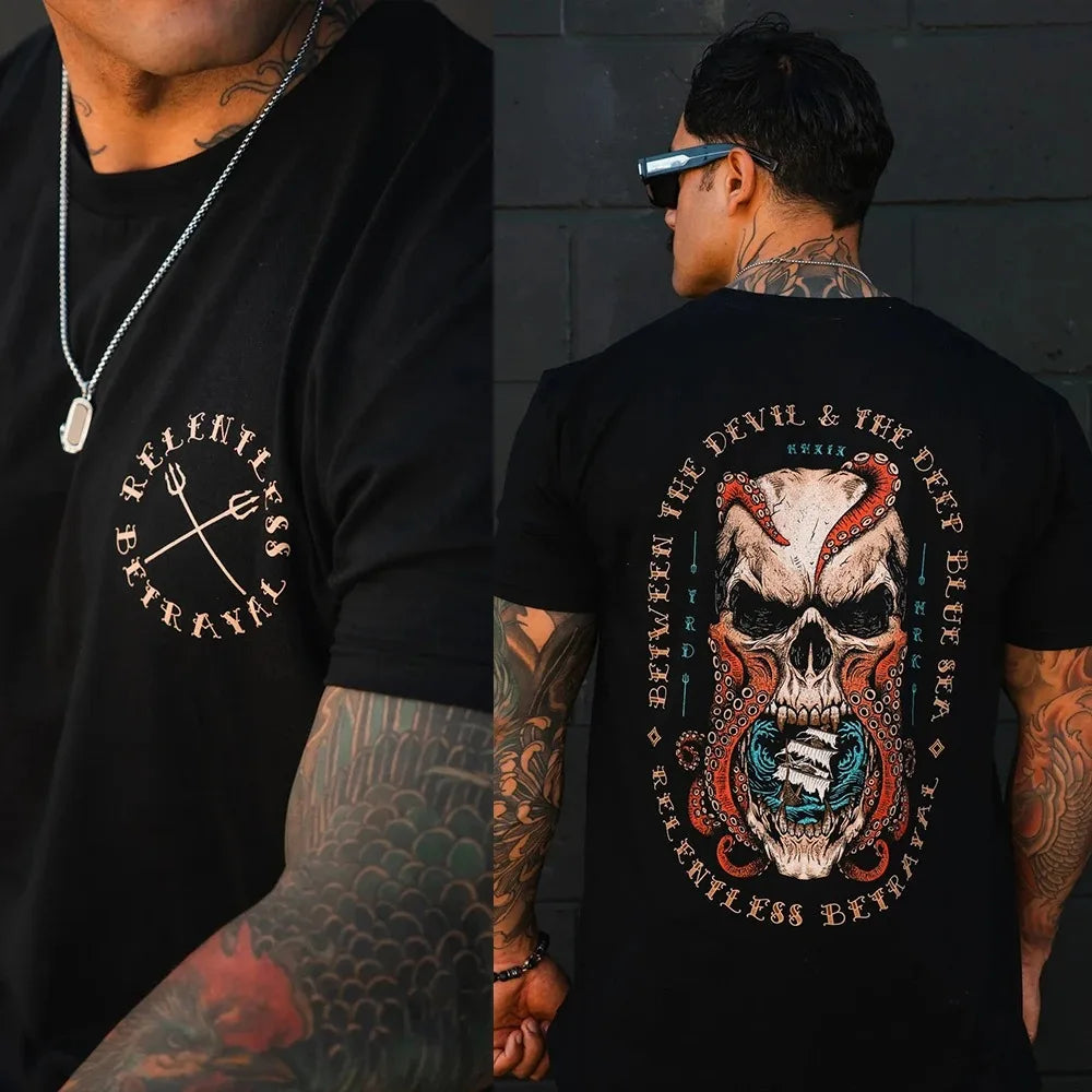 Hot Mens T Shirt Men's Short Sleeve T-shirts Male Essentials Clothes Cotton Tee Tops and Tees Gothic Clothing Man New Gym