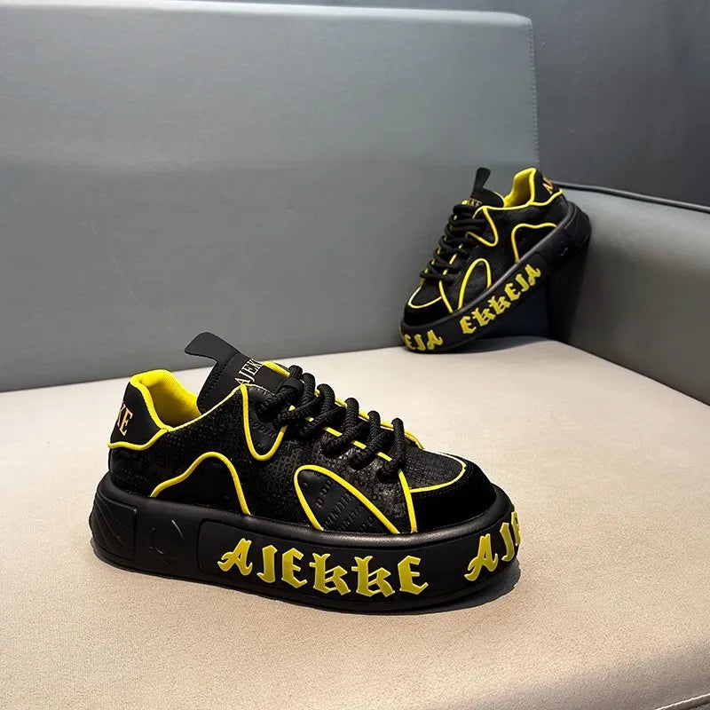 Men's Casual Sports Shoes with Thick Sole and Breathable Design