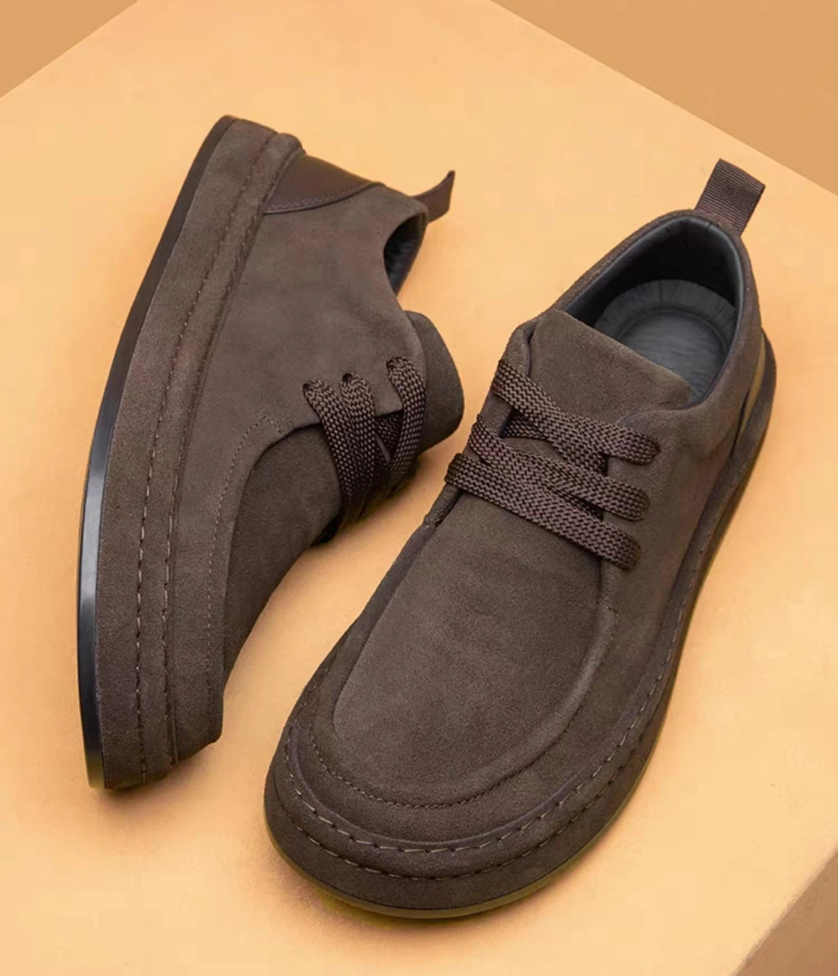 Brown Casual Loafers for Men Made of Durable Suede