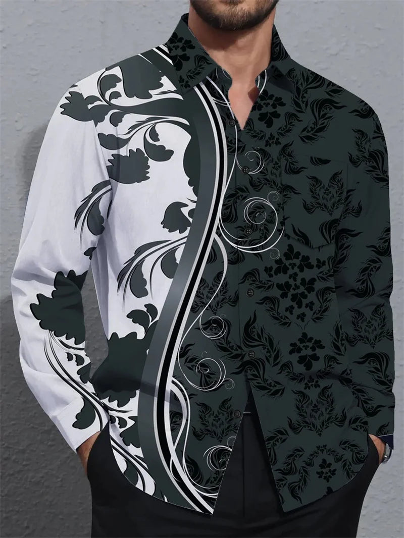 Men's Casual Long Sleeve Printed Shirt
