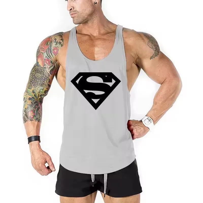High Quality Mens Fitness Gym Tank Tops Mans Muscle Sleeveless Printed Shirt Clothing Vest Fashion Workout Sports Casual Clothes