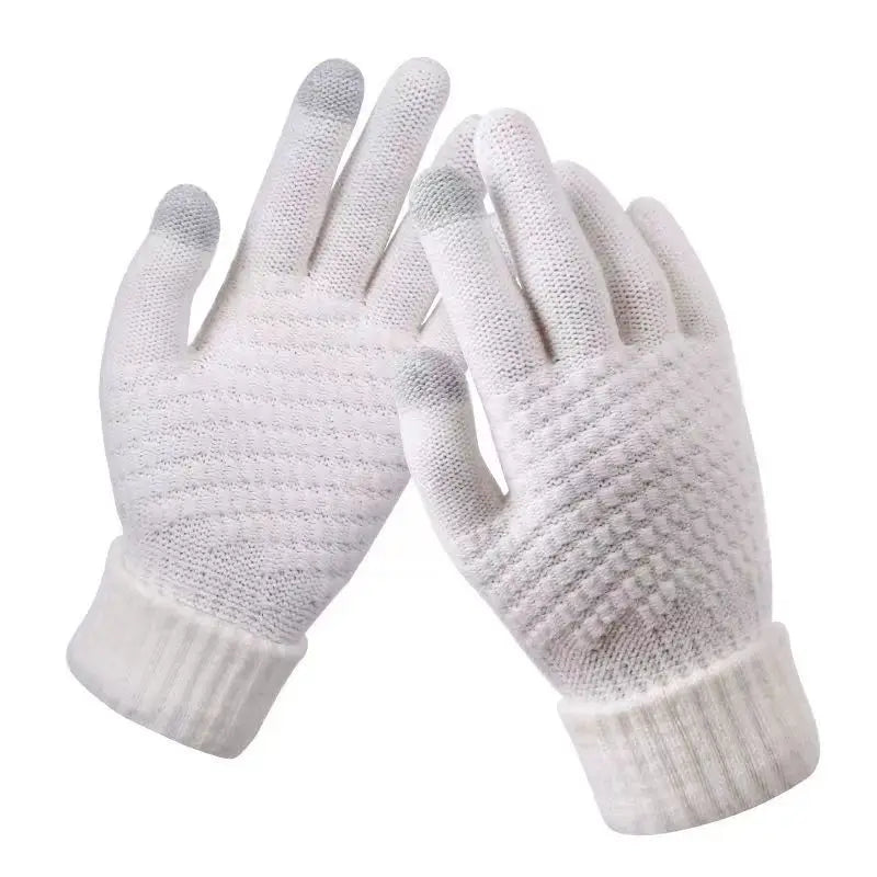 Touch Screen Gloves Stretch Classical Knit Mittens Wool