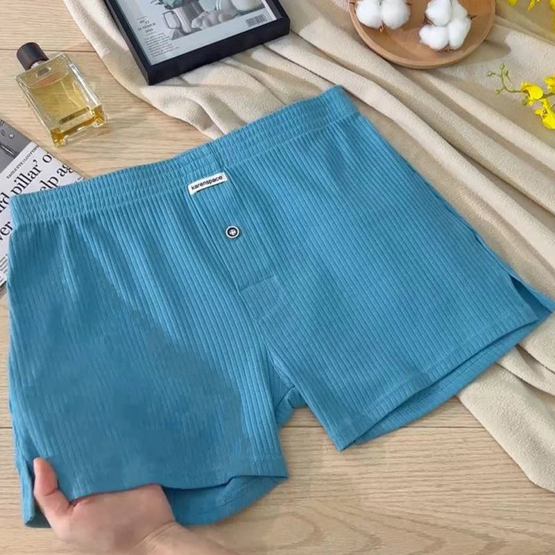 Mens Underwear Stretch Cotton Boxer Shorts Threaded Aro Pants Sleepwear Loungewear Shorts Boxers Male Underpants Panties 1PCS