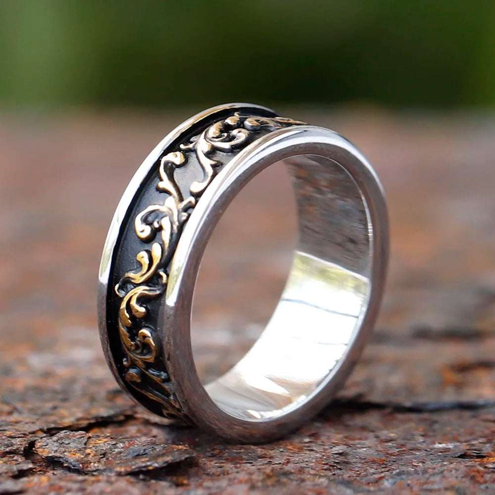 Engraved Rings for Men Women Fashion Party Stainless Steel Ring