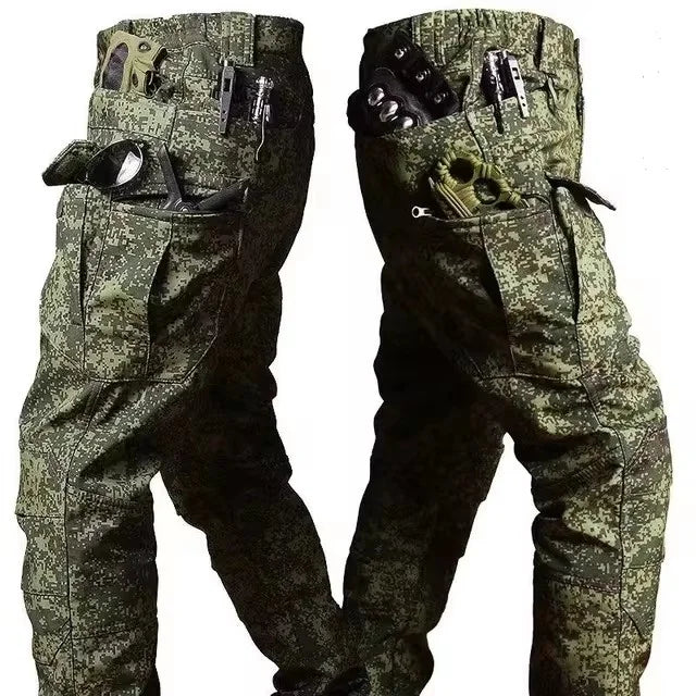 Winter Tactical Pants Men Shark Skin Soft Shell Cargo Trousers Outdoor Multi-pocket Windproof Waterproof Combat Pant S-4XL