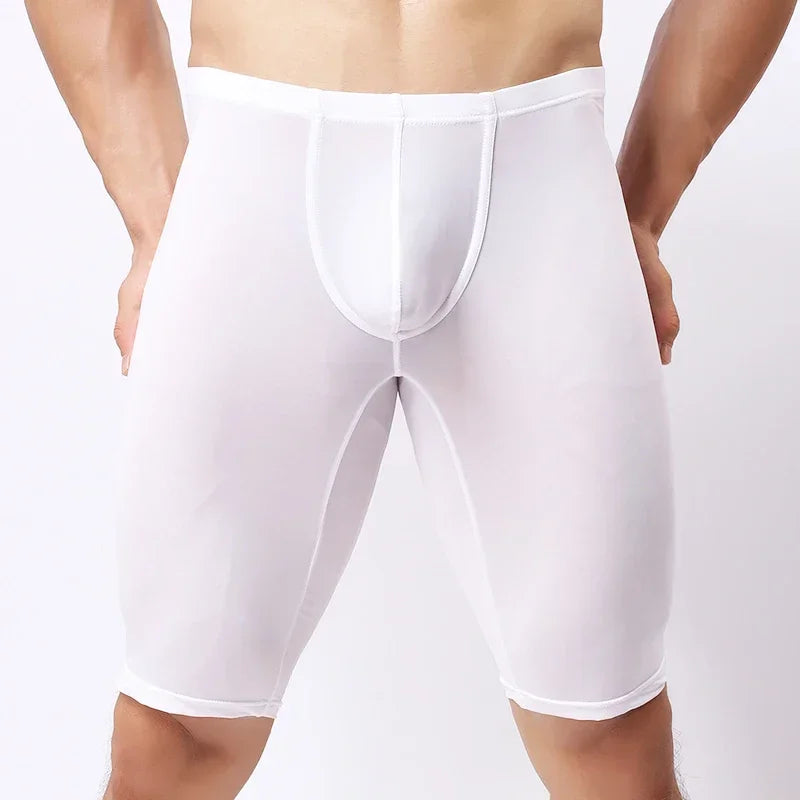 Men's Long Boxer Shorts U Convex Pouch in Various Colors
