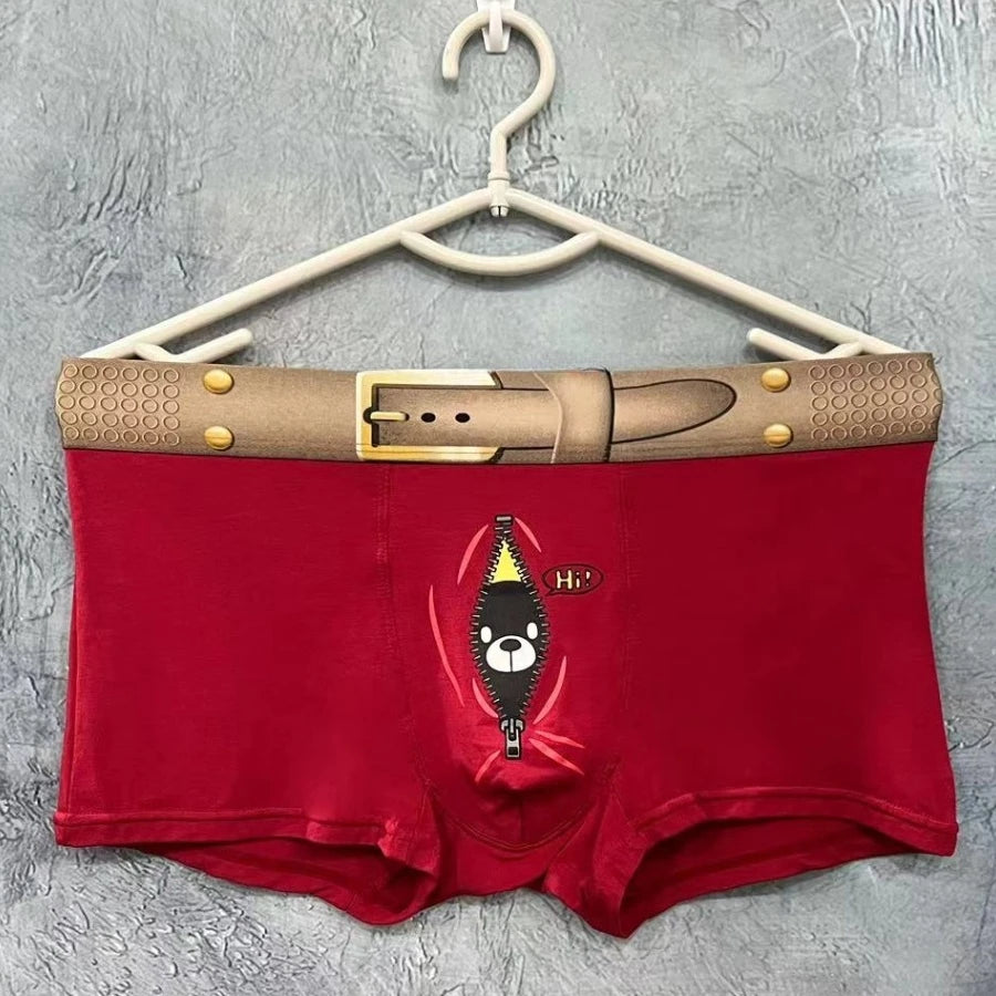 Men's Cartoon Print Bear Boxers by Christie Kirkland