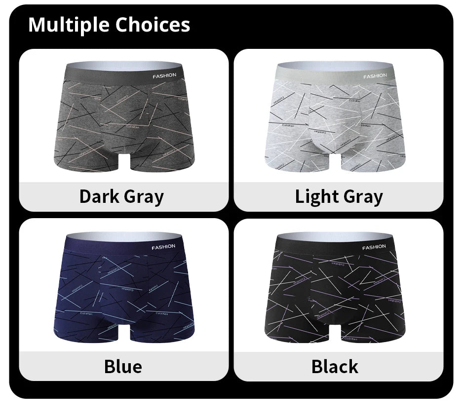 Men's Boxer Shorts, 4pcs Soft Polyester Elastane Set