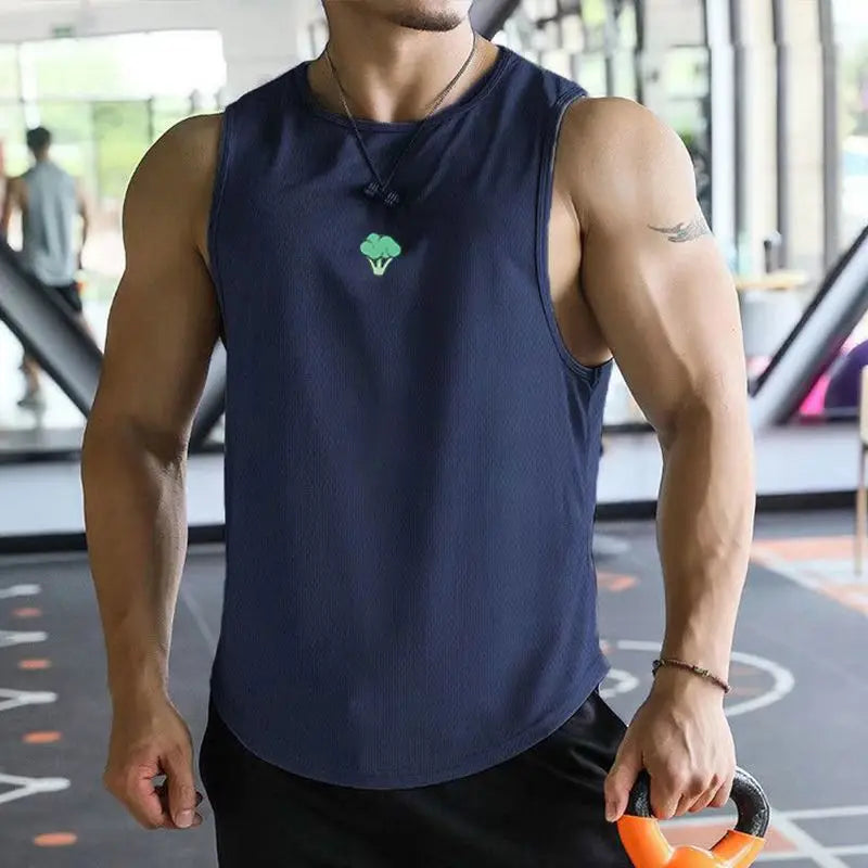 Mens fitness gyms Tank top Summer Men's Trendy Brand Running Training Quick Dry Sports Sleeveless Vest Basketball T-Shirt Vest
