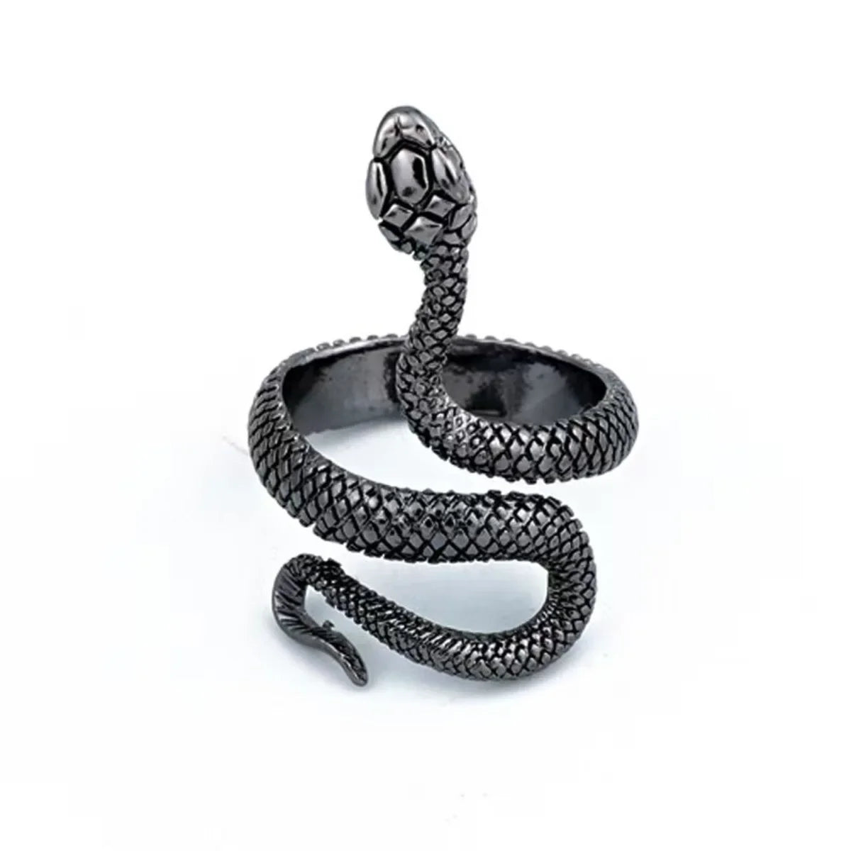 NONE Rings for Men Women Punk Goth Snake Ring Exaggerated Black Plated Gothic
