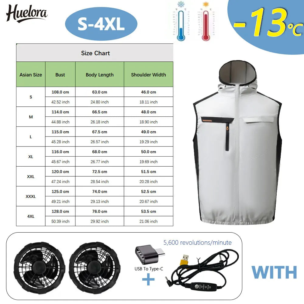 Huelora Summer Cooling Hooded Vest for Men and Women
