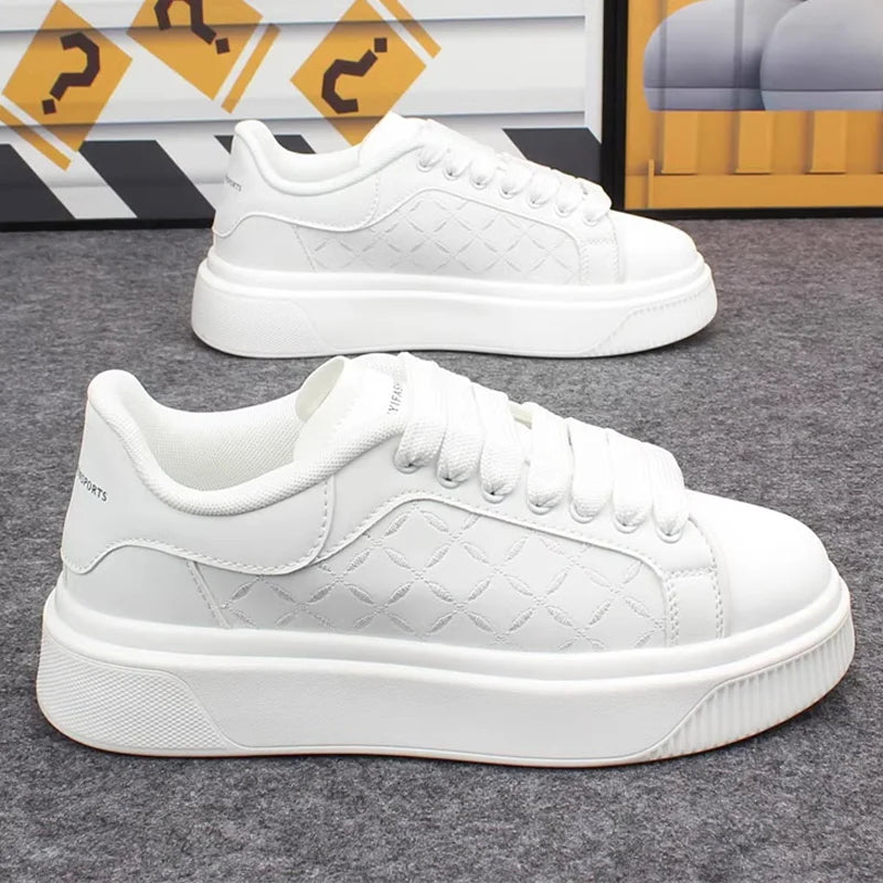 Men's Black and White Casual Leather Shoes