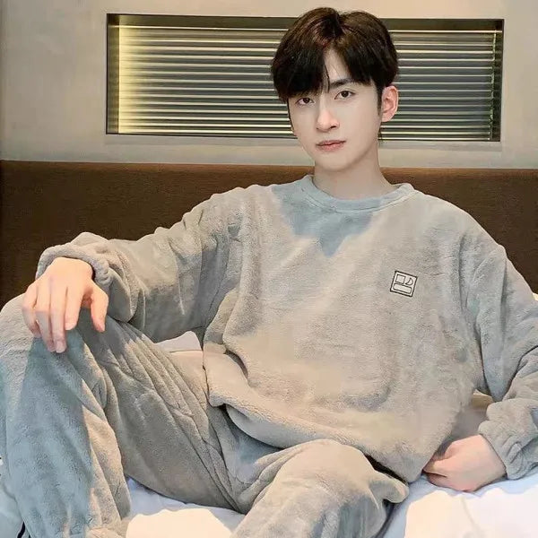 Sleepwear Pajamas for Men Winter Couple for Sleeping Warm Coral Fleece Set Spring Autumn Fleece Plus-size Youth Home Wear