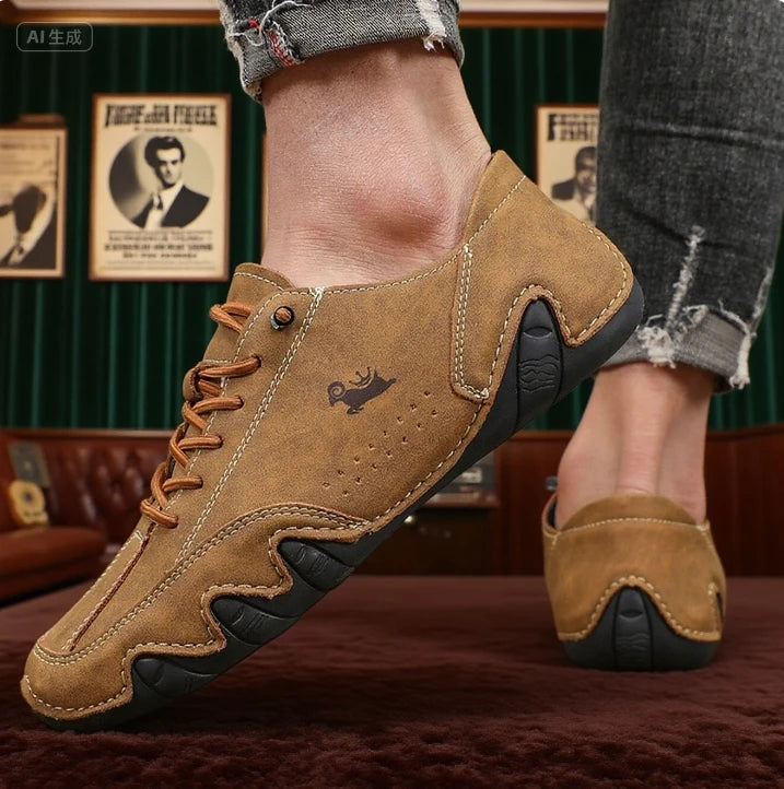 Khaki Loafers for Men Soft Soled Casual Walking Shoes