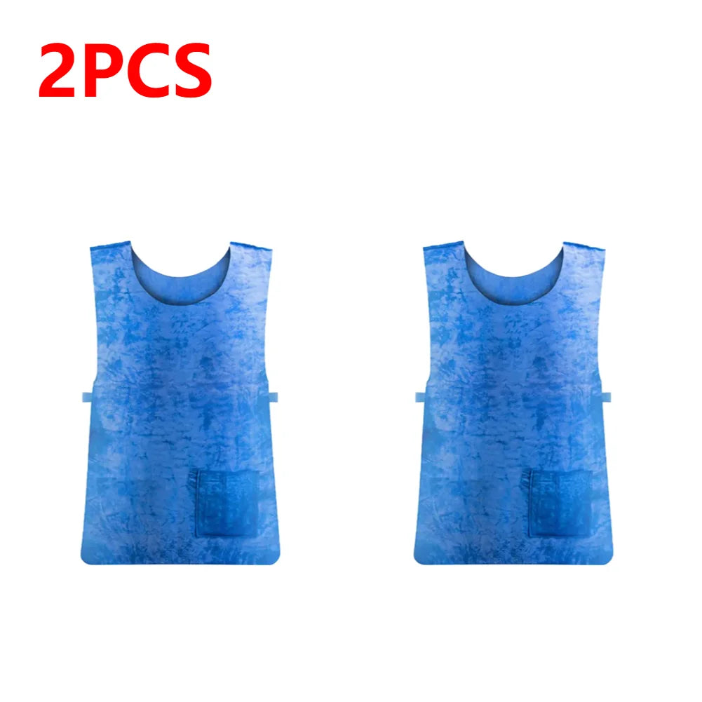 Cooling Vest Blue Microfiber Undershirt for Heatstroke Prevention