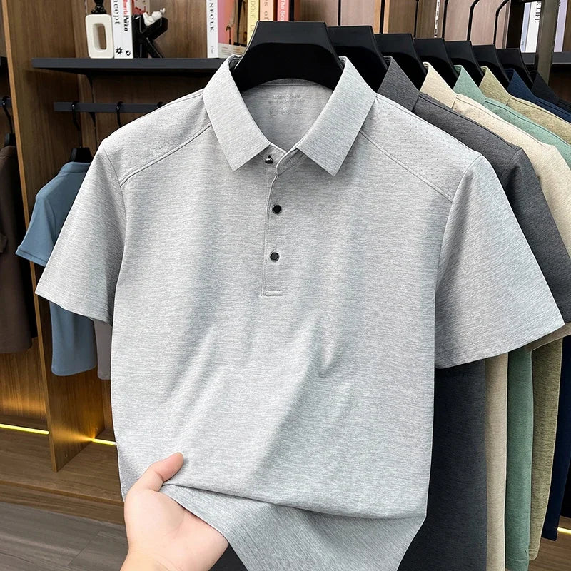 Mens Modern Polo T Shirt Short Sleeve Slim Fit Design Tops Suitable For Business Casual And Daily Wear