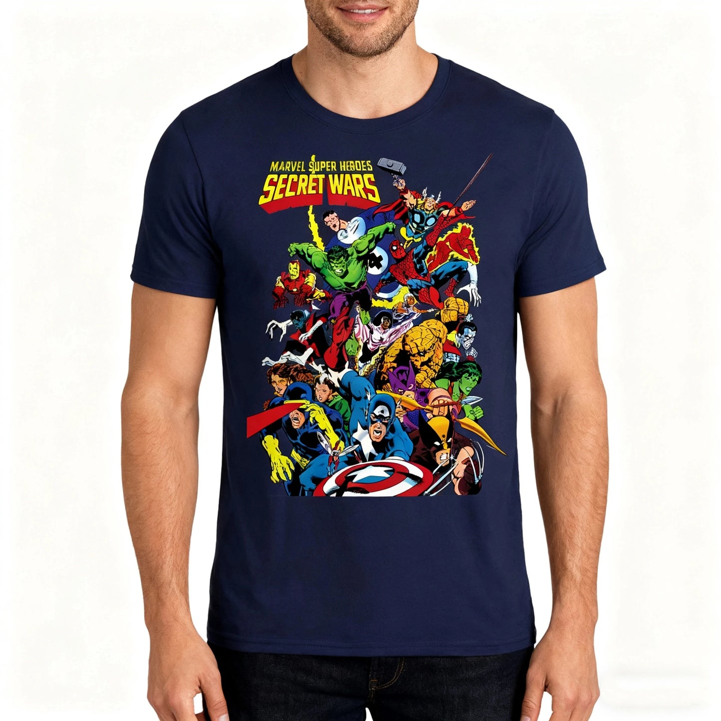 MINISO Marvel Secret Wars Men's T-shirt, Pure Cotton, Magelent Exelsior!