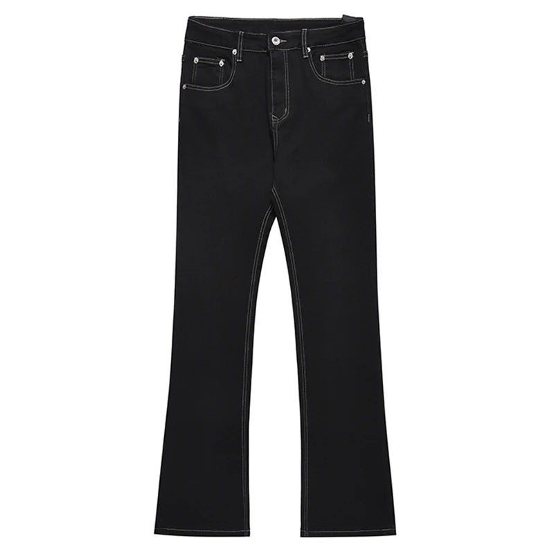 Casual Slim Fit Black Denim Bell Bottom Jeans for Men