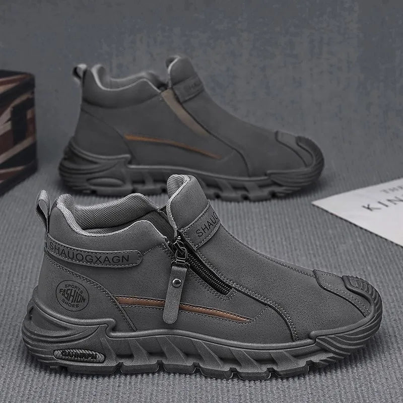Men's Casual Labor Shoes with Zipper for Outdoor Climbing