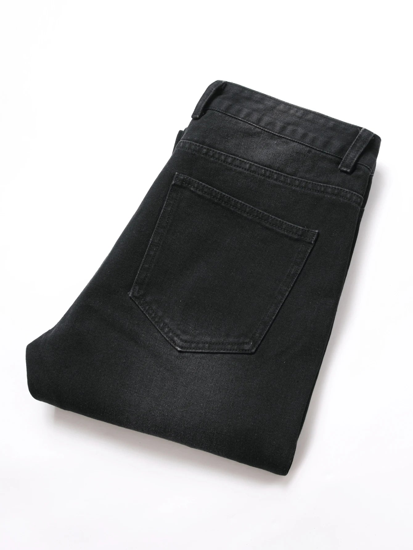 Men's Black Denim Slim Fit Jeans with White Embroidery