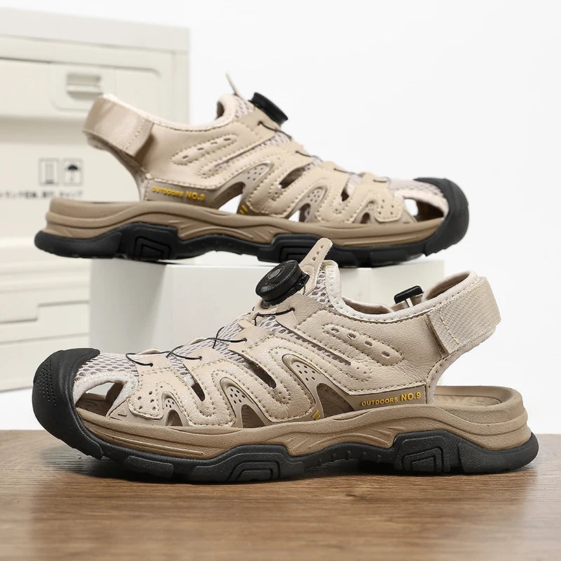 Summer Men Sandals Genuine Leather Mens Casual Shoes Outdoor Men Leather Sandals for Men Beach Shoes Roman mens Shoes